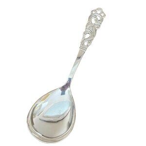 Vintage Magnus Aase Norway Silverplate Rococo Serving Spoon 8.5” Ornate Scroll